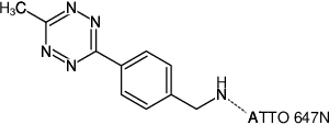 Structural formula of 6-Methyl-Tetrazine-ATTO-647N (Abs/Em = 644/669 nm, (4-(6-Methyl-1,2,4,5-tetrazin-3-yl)phenyl)methanamine - ATTO 647N)