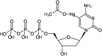 Structural formula of 5-AcOHg-dCTP (5-Mercuryacetate-2'-deoxycytidine-5'-triphosphate, Sodium salt)