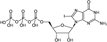 Structural formula of 8-Iodo-GTP ((8I-GTP), 8-Iodo-guanosine-5'-triphosphate, Sodium salt)