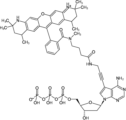 Structural formula of 7-Propargylamino-7-deaza-dATP-ATTO-550 (7-Deaza-7-propargylamino-2'-deoxyadenosine-5'-triphosphate, labeled with ATTO 550, Triethylammonium salt)