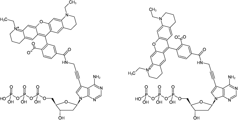 Structural formula of 7-Propargylamino-7-deaza-dATP-ATTO-565 (7-Deaza-7-propargylamino-2'-deoxyadenosine-5'-triphosphate, labeled with ATTO 565, Triethylammonium salt)