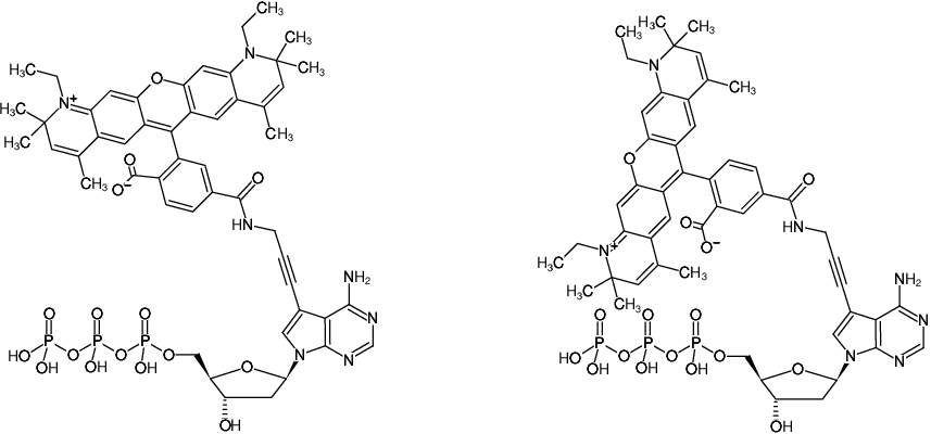 Structural formula of 7-Propargylamino-7-deaza-dATP-ATTO-590 (7-Deaza-7-propargylamino-2'-deoxyadenosine-5'-triphosphate, labeled with ATTO 590, Triethylammonium salt)