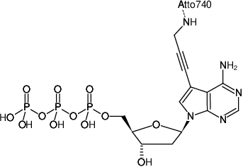 Structural formula of 7-Propargylamino-7-deaza-dATP-ATTO-740 (7-Deaza-7-propargylamino-2'-deoxyadenosine-5'-triphosphate, labeled with ATTO 740, Triethylammonium salt)