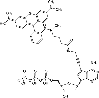 Structural formula of 7-Propargylamino-7-deaza-dATP-ATTO-Thio12 (7-Deaza-7-propargylamino-2'-deoxyadenosine-5'-triphosphate, labeled with ATTO Thio12, Triethylammonium salt)