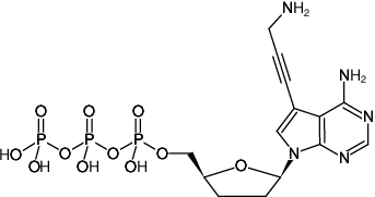 Structural formula of 7-Propargylamino-7-deaza-ddATP (7-Deaza-7-propargylamino-2',3'-dideoxyadenosine-5'-triphosphate, Sodium salt)