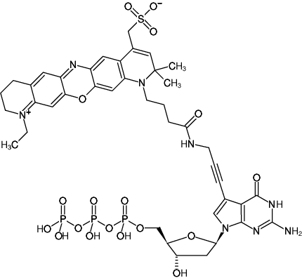 Structural formula of 7-Propargylamino-7-deaza-dGTP-ATTO-680 (7-Deaza-7-propargylamino-2'-deoxyguanosine-5'-triphosphate, labeled with ATTO 680, Triethylammonium salt)