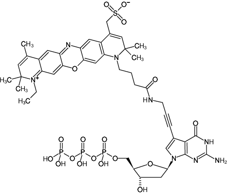 Structural formula of 7-Propargylamino-7-deaza-dGTP-ATTO-700 (7-Deaza-7-propargylamino-2'-deoxyguanosine-5'-triphosphate, labeled with ATTO 700, Triethylammonium salt)