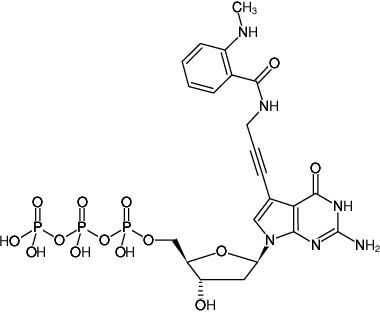 Structural formula of 7-Propargylamino-7-deaza-dGTP-MANT (7-Deaza-7-propargylamino-2'-deoxyguanosine-5'-triphosphate, labeled with MANT, Triethylammonium salt)