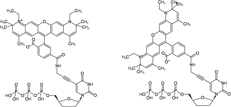 Structural formula of 5-Propargylamino-ddUTP-ATTO-590 (5-Propargylamino-2',3'-dideoxyuridine-5'-triphosphate, labeled with ATTO 590, Triethylammonium salt)