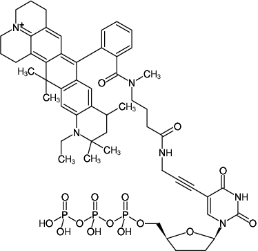 Structural formula of 5-Propargylamino-ddUTP-ATTO-647N (5-Propargylamino-2',3'-dideoxyuridine-5'-triphosphate, labeled with ATTO 647N, Triethylammonium salt)