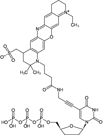 Structural formula of 5-Propargylamino-ddUTP-ATTO-655 (5-Propargylamino-2',3'-dideoxyuridine-5'-triphosphate, labeled with ATTO 655, Triethylammonium salt)