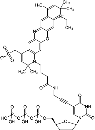 Structural formula of 5-Propargylamino-ddUTP-ATTO-700 (5-Propargylamino-2',3'-dideoxyuridine-5'-triphosphate, labeled with ATTO 700, Triethylammonium salt)