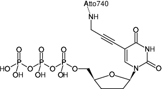 Structural formula of 5-Propargylamino-ddUTP-ATTO-740 (5-Propargylamino-2',3'-dideoxyuridine-5'-triphosphate, labeled with ATTO 740, Triethylammonium salt)