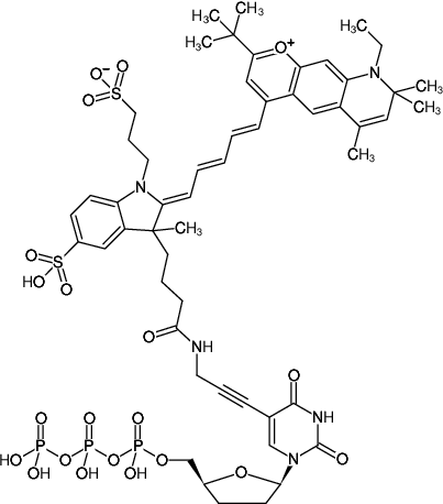 Structural formula of 5-Propargylamino-ddUTP-DY-751 (5-Propargylamino-2',3'-dideoxyuridine-5'-triphosphate, labeled with DY 751, Triethylammonium salt)