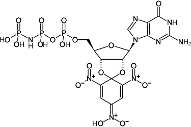 Structural formula of TNP-GppNHp ((TNP-GMPPNP), 2',3'-O-Trinitrophenyl-guanosine-5'-[(β,γ)-imido]triphosphate, Triethylammonium salt)