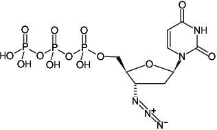 Structural formula of 3'-Azido-2',3'-ddUTP (3'-Azido-2',3'-dideoxyuridine-5'-triphosphate, Sodium salt)