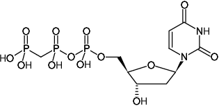 Structural formula of dUppCp ((dUMPPCP), 2'-Deoxyuridine-5'-[(β,γ)-methyleno]triphosphate, Sodium salt)