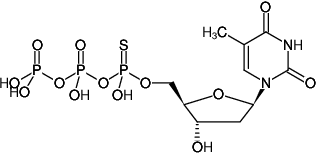 Structural formula of dTTPαS (2'-Deoxythymidine-(α-thio)-triphosphate, Sodium salt; (Mixture of Rp and Sp isomers))