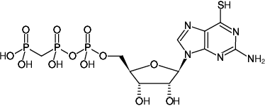 Structural formula of 6-Thio-GppCp ((6-Thio-GMPPCP), 6-Thio-guanosine-5'-[(β,γ)-methyleno]triphosphate, Sodium salt)