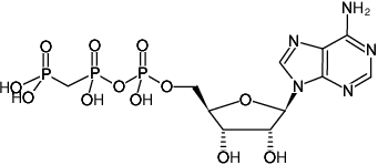 Structural formula of AppCp ((AMPPCP), Adenosine-5'-[(β,γ)-methyleno]triphosphate, Sodium salt)