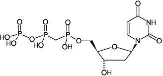 Structural formula of dUpCpp ((dUMPCPP), 2'-Deoxyuridine-5'-[(α,β)-methyleno]triphosphate, Sodium salt)