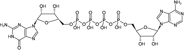 Structural formula of AP4G ((AppppG), P1-(5'-Adenosyl) P4-(5'-guanosyl) tetraphosphate, Triethylammonium salt)