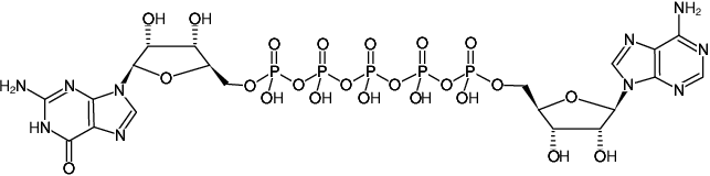 Structural formula of AP5G (P1-(5'-Adenosyl) P5-(5'-guanosyl) pentaphosphate, Triethylammonium salt)