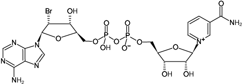 Structural formula of 2'-Bromo-dAP2(Nic) ((2'Br-dAP2(Nic)), P1-[5'-(2'-Bromo-2'-deoxy-adenosyl)] P2-[5'-(1-β D-Ribofuranosyl-nicotinamide)] diphosphate, Sodium salt)