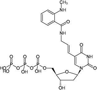 Structural formula of Aminoallyl-dUTP-MANT (5-(3-Aminoallyl)-2'-deoxyuridine-5'-triphosphate, labeled with MANT, Triethylammonium salt)