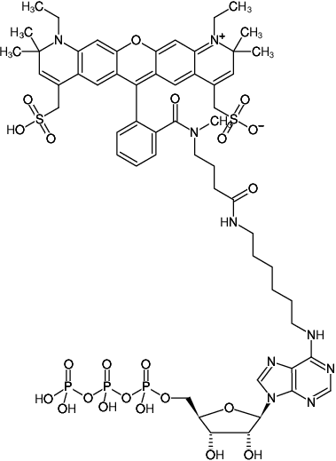 Structural formula of N6-(6-Aminohexyl)-ATP-ATTO-594 (N6-(6-Aminohexyl)-adenosine-5'-triphosphate, labeled with ATTO 594, Triethylammonium salt)