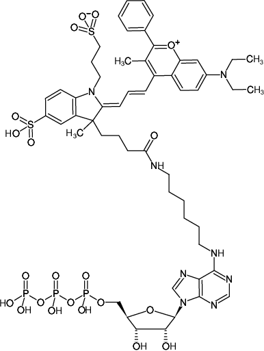 Structural formula of N6-(6-Aminohexyl)-ATP-DYQ-661 (N6-(6-Aminohexyl)-adenosine-5'-triphosphate, labeled with DYQ 661, Triethylammonium salt)