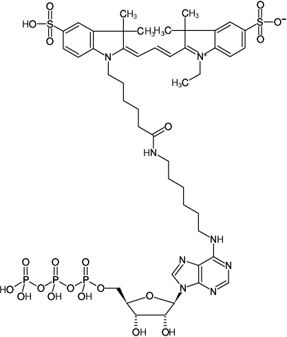 Structural formula of N6-(6-Aminohexyl)-ATP-Cy3 (N6-(6-Aminohexyl)-adenosine-5'-triphosphate, labeled with Cy3, Triethylammonium salt)