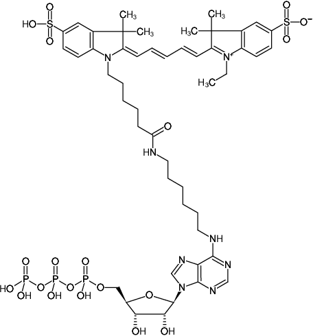 Structural formula of N6-(6-Aminohexyl)-ATP-Cy5 (N6-(6-Aminohexyl)-adenosine-5'-triphosphate, labeled with Cy5, Triethylammonium salt)