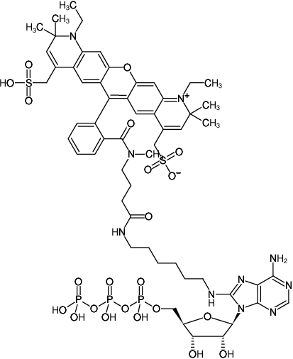 Structural formula of 8-(6-Aminohexyl)-amino-ATP-ATTO-594 (8-(6-Aminohexyl)-amino-adenosine-5'-triphosphate, labeled with ATTO 594, Triethylammonium salt)