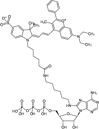 Structural formula of 8-(6-Aminohexyl)-amino-ATP-DYQ-660 (8-(6-Aminohexyl)-amino-adenosine-5'-triphosphate, labeled with DYQ 660, Triethylammonium salt)