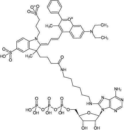 Structural formula of 8-(6-Aminohexyl)-amino-ATP-DYQ-661 (8-(6-Aminohexyl)-amino-adenosine-5'-triphosphate, labeled with DYQ 661, Triethylammonium salt)