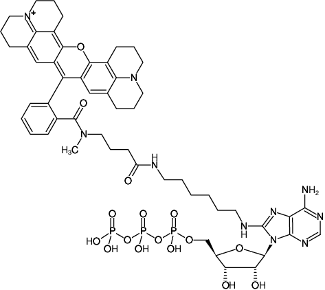 Structural formula of 8-(6-Aminohexyl)-amino-ATP-ATTO-Rho101 (8-(6-Aminohexyl)-amino-adenosine-5'-triphosphate, labeled with ATTO Rho101, Triethylammonium salt)