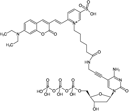 Structural formula of 5-Propargylamino-dCTP-DY-480XL (5-Propargylamino-2'-deoxycytidine-5'-triphosphate, labeled with DY 480XL, Triethylammonium salt)