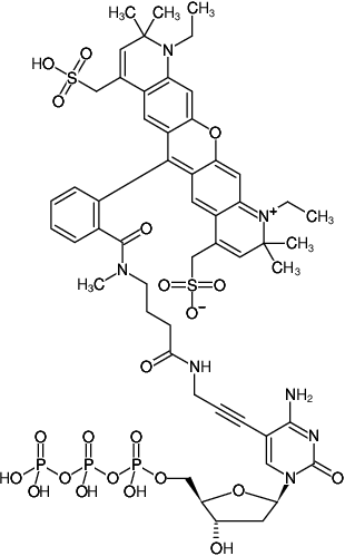 Structural formula of 5-Propargylamino-dCTP-ATTO-594 (5-Propargylamino-2'-deoxycytidine-5'-triphosphate, labeled with ATTO 594, Triethylammonium salt)