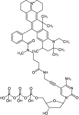 Structural formula of 5-Propargylamino-dCTP-ATTO-647N (5-Propargylamino-2'-deoxycytidine-5'-triphosphate, labeled with ATTO 647N, Triethylammonium salt)