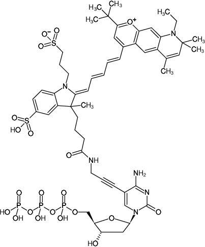 Structural formula of 5-Propargylamino-dCTP-DY-751 (5-Propargylamino-2'-deoxycytidine-5'-triphosphate, labeled with DY 751, Triethylammonium salt)