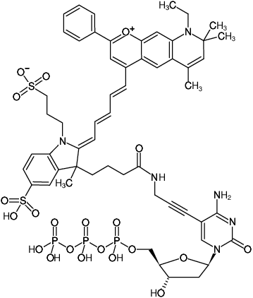 Structural formula of 5-Propargylamino-dCTP-DY-776 (5-Propargylamino-2'-deoxycytidine-5'-triphosphate, labeled with DY 776, Triethylammonium salt)