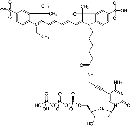 Structural formula of 5-Propargylamino-dCTP-Cy5 (5-Propargylamino-2'-deoxycytidine-5'-triphosphate, labeled with Cy5, Triethylammonium salt)