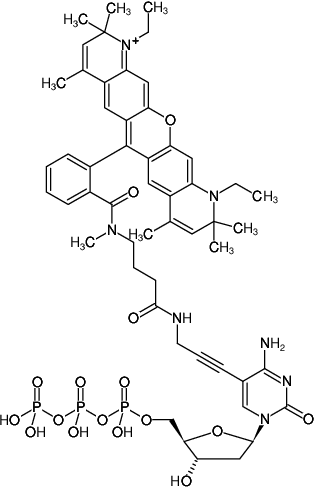 Structural formula of 5-Propargylamino-dCTP-ATTO-Rho13 (5-Propargylamino-2'-deoxycytidine-5'-triphosphate, labeled with ATTO Rho13, Triethylammonium salt)