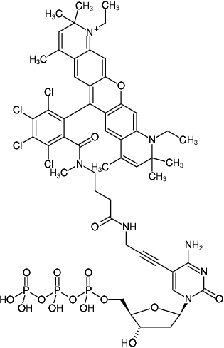 Structural formula of 5-Propargylamino-dCTP-ATTO-Rho14 (5-Propargylamino-2'-deoxycytidine-5'-triphosphate, labeled with ATTO Rho14, Triethylammonium salt)