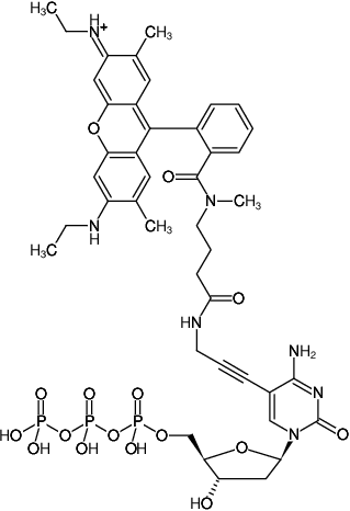 Structural formula of 5-Propargylamino-dCTP-ATTO-Rho6G (5-Propargylamino-2'-deoxycytidine-5'-triphosphate, labeled with ATTO Rho6G, Triethylammonium salt)