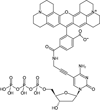 Structural formula of 5-Propargylamino-dCTP-6-ROX (5-Propargylamino-2'-deoxycytidine-5'-triphosphate, labeled with 6-ROX, Triethylammonium salt)