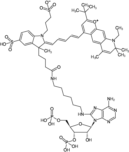 Structural formula of 8-(6-Aminohexyl)-amino-adenosine-3',5'-bisphosphate-DY-751 (8-(6-Aminohexyl)-amino-adenosine-3',5'-bisphosphate, labeled with DY 751, Triethylammonium salt)