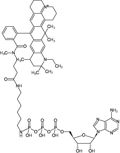 Structural formula of γ-[(6-Aminohexyl)-imido]-ATP-ATTO-647N (γ-[(6-Aminohexyl)-imido]-adenosine-5'-triphosphate, labeled with ATTO-647N, Triethylammonium salt)