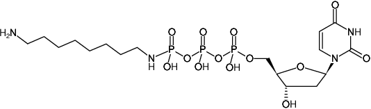 Structural formula of γ-[(8-Aminooctyl)-imido]-dUTP (γ-[(8-Aminooctyl)-imido]-2'-deoxyuridine-5'-triphosphate, Sodium salt)